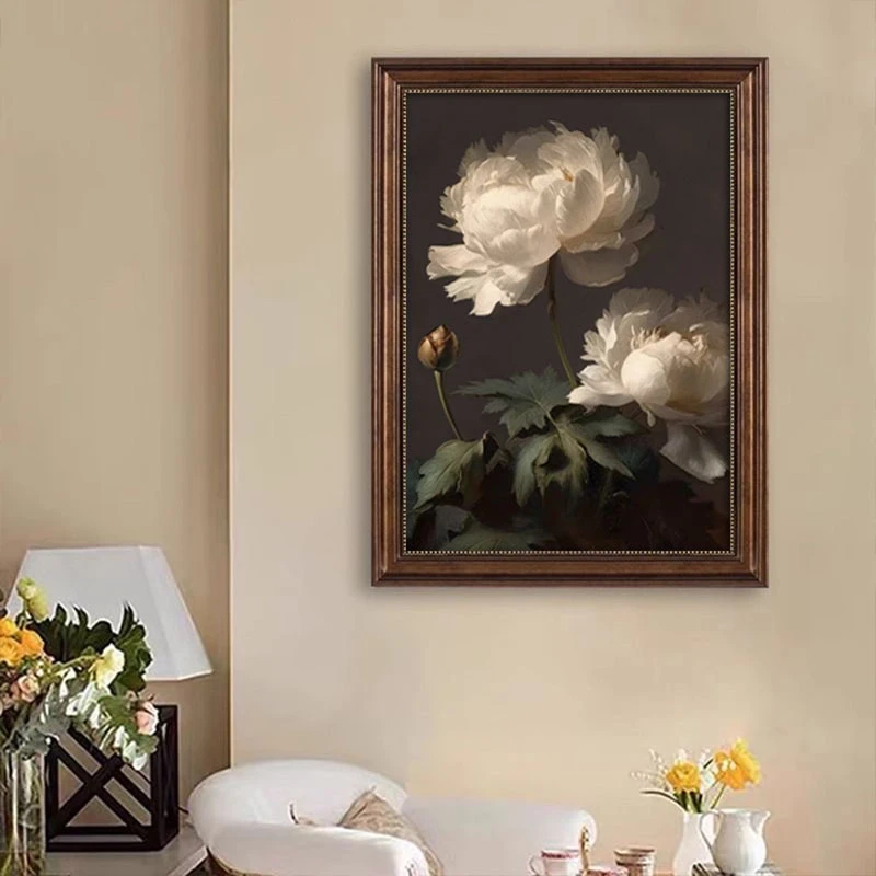 AE-024博物馆级艺术画牡丹花餐厅墙壁挂画新款餐厅挂画玄关画