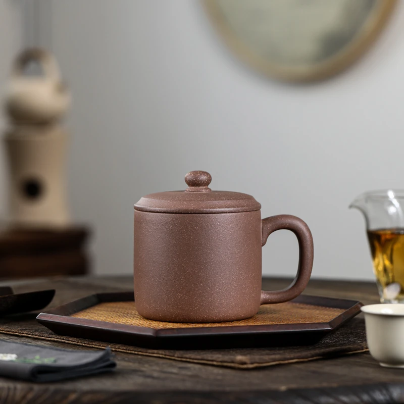 叶凡五彩芝麻段泥老板杯紫砂杯纯手工大容量家用粗砂办公男士茶杯