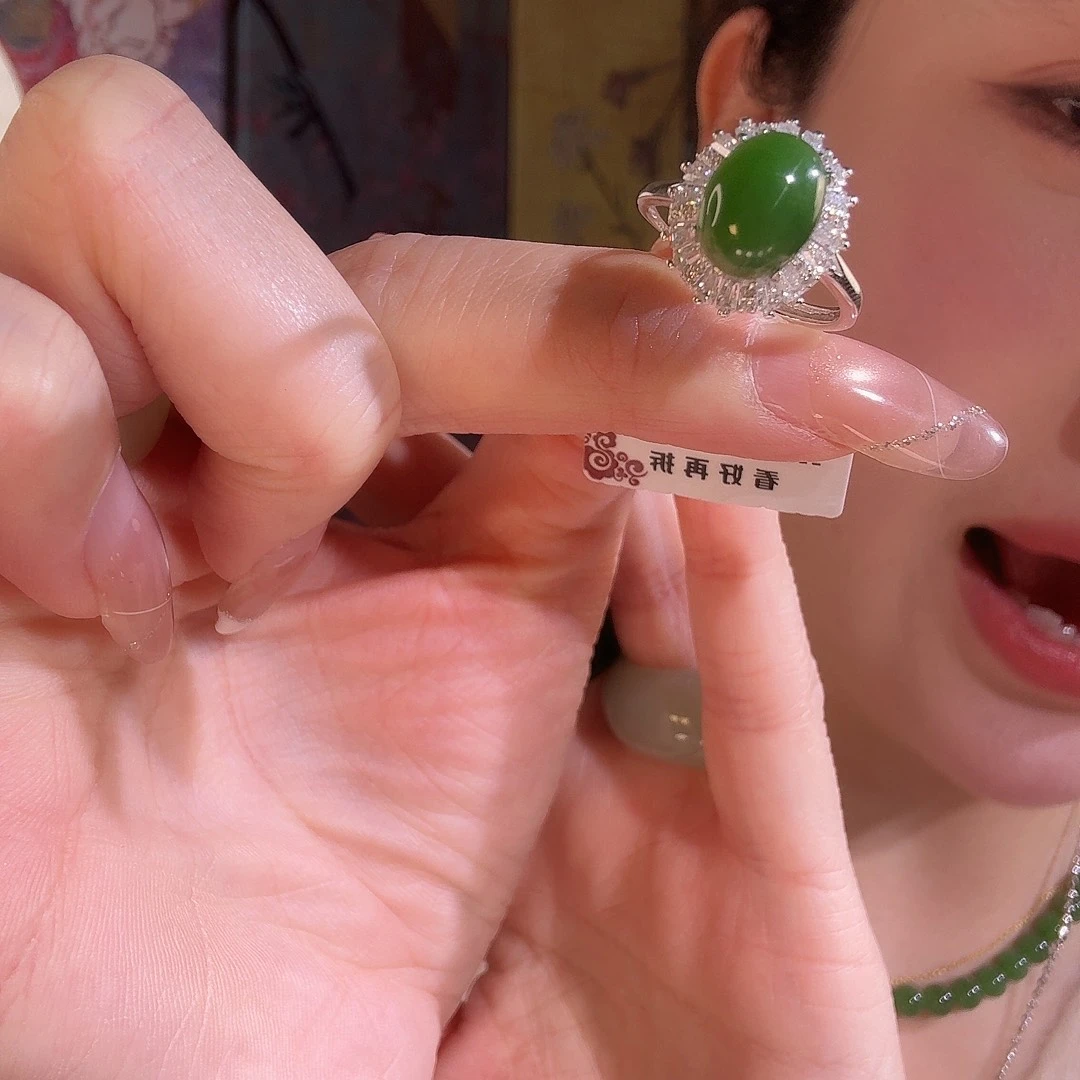 和田玉银S925镶嵌戒指