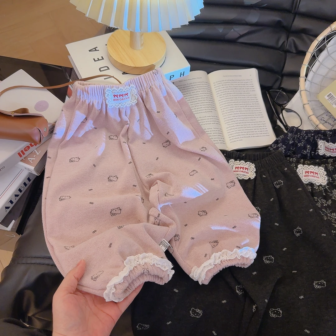 【校园百搭神裤】女童秋季韩版碎花休闲花边休闲裤百搭灯笼裤
