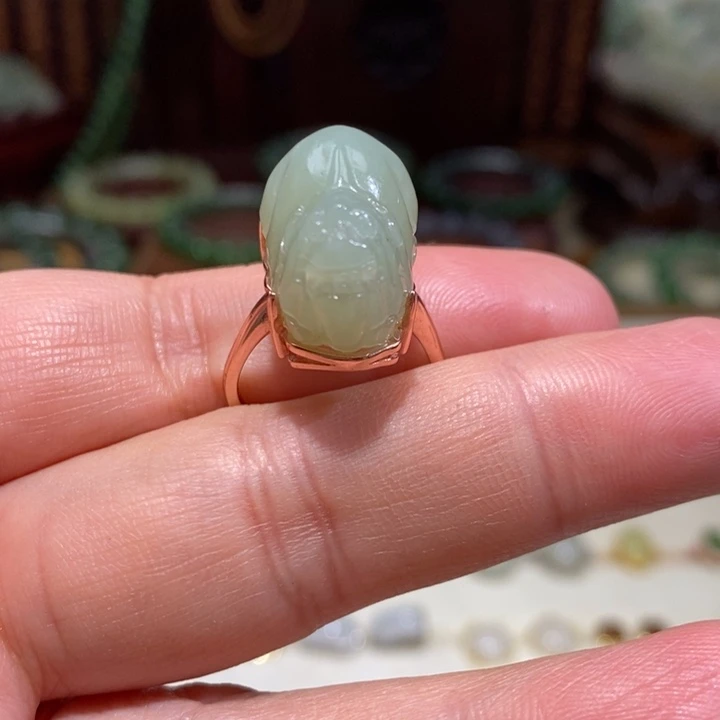 和田玉银S925镶嵌戒指