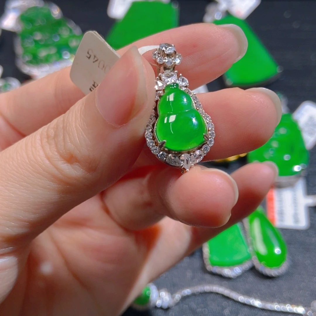 翡翠银S925镶嵌吊坠(不含链)