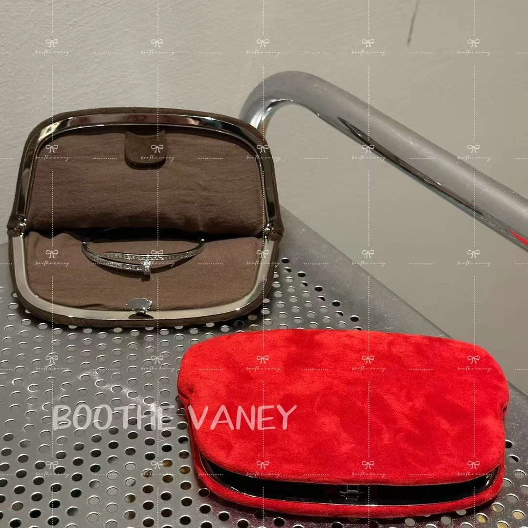 新款麂皮按扣手包零钱包