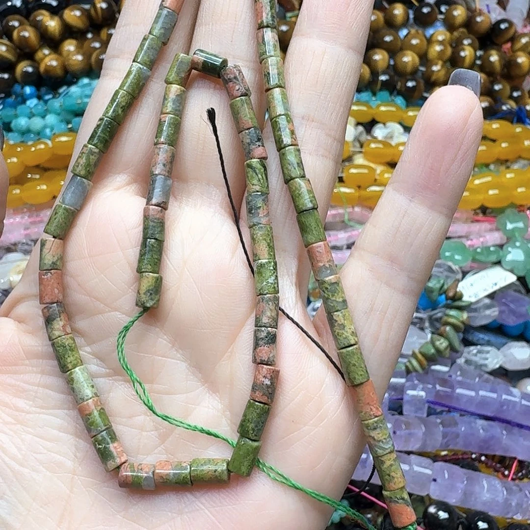 玛瑙/玉髓未镶嵌珠宝半成品一条4x6m花绿宝管珠