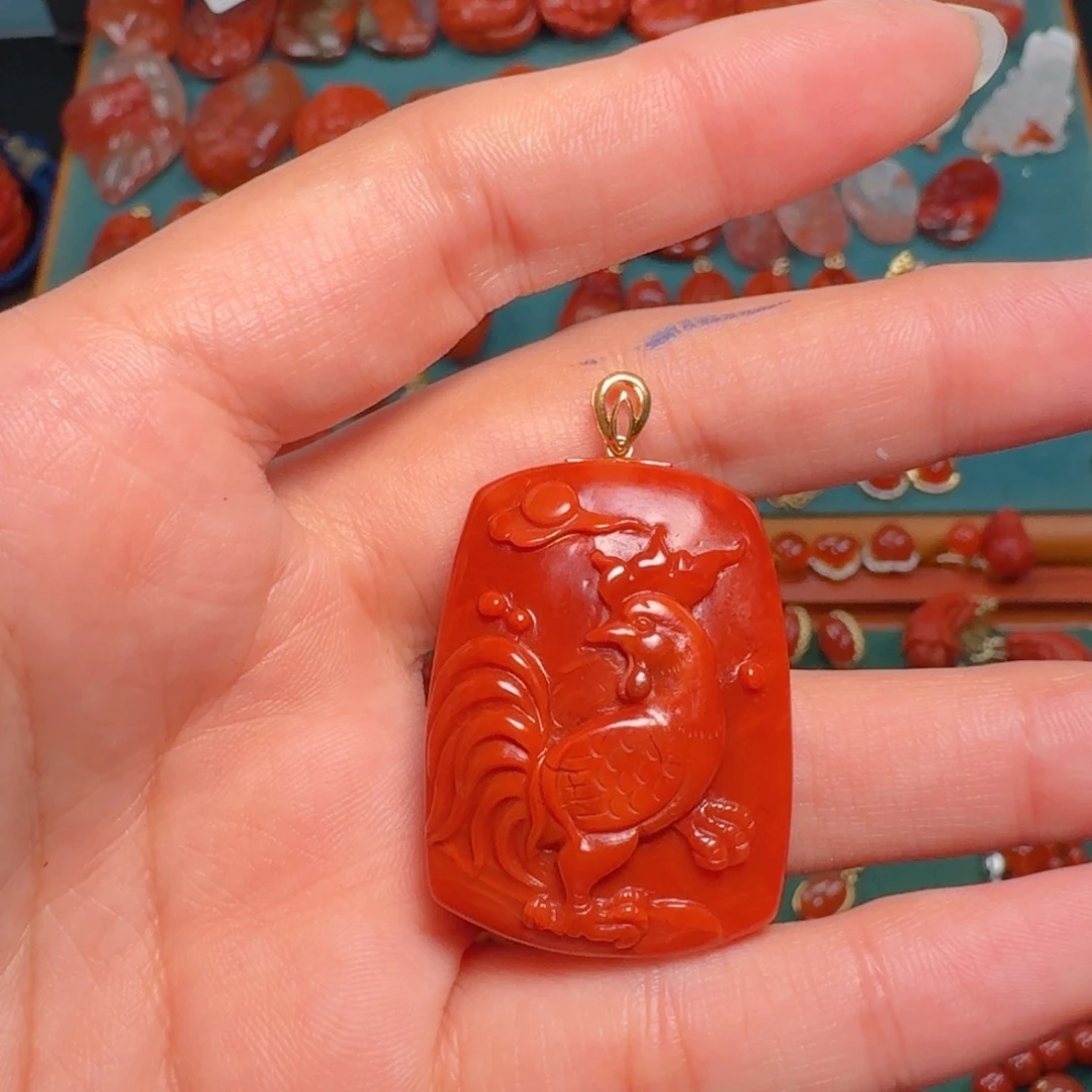 南红玛瑙南红18K金镶嵌