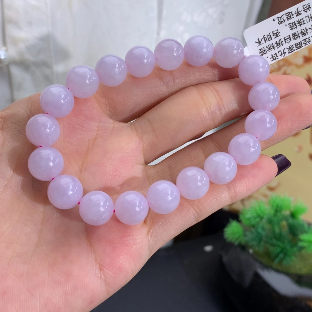 翡翠未镶嵌手串卡10细润淡粉紫手串