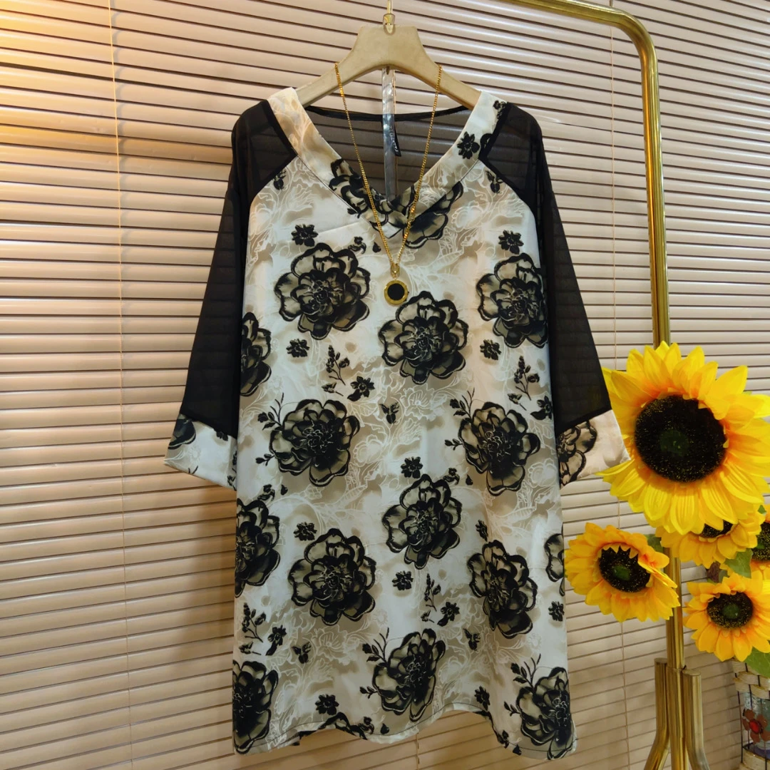 ZT初夏新款撞色拼花中长款大衫连衣裙