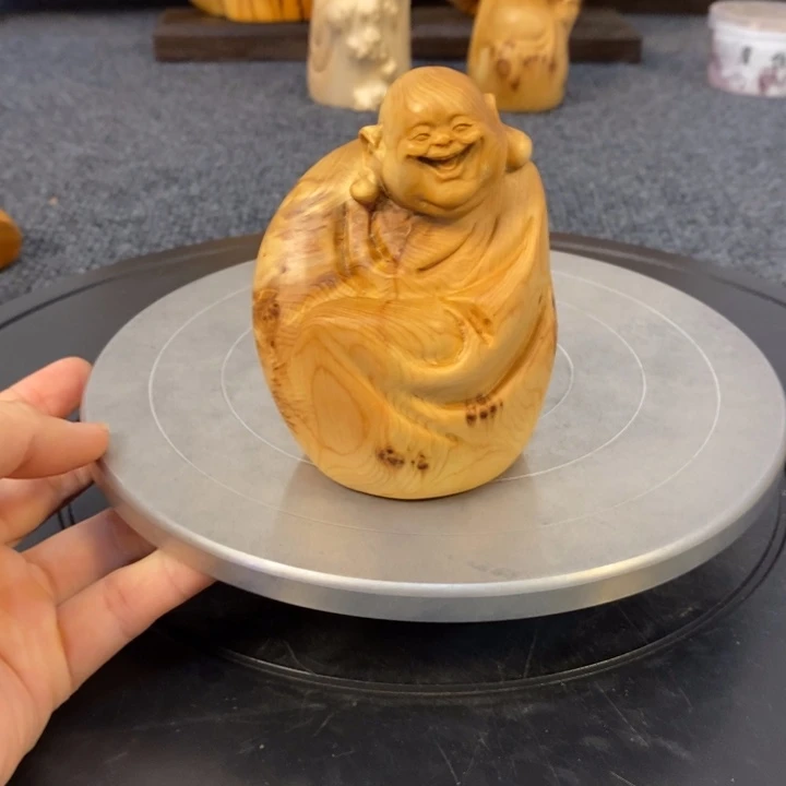 柏木（崖柏）崖柏留疤弥勒佛摆件根雕工艺品
