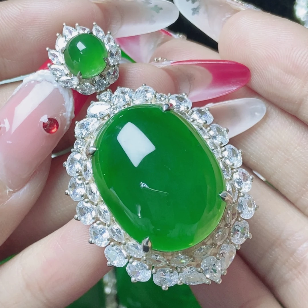 翡翠银S925镶嵌颈饰