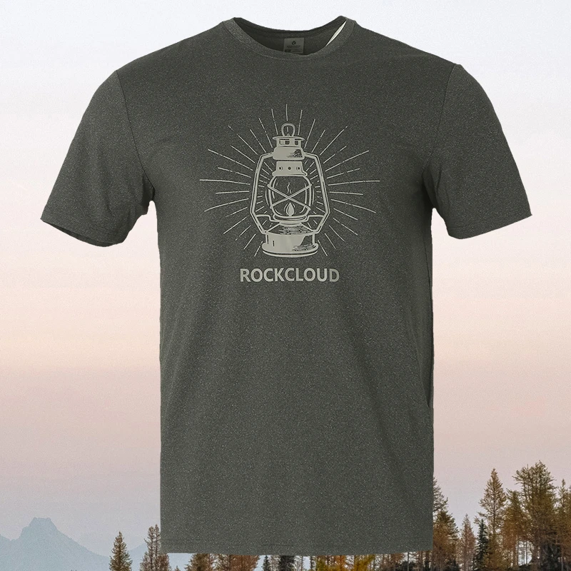 岩云【速干T恤-花纱面料】户外运动露营健身适用弹力透气男士短袖