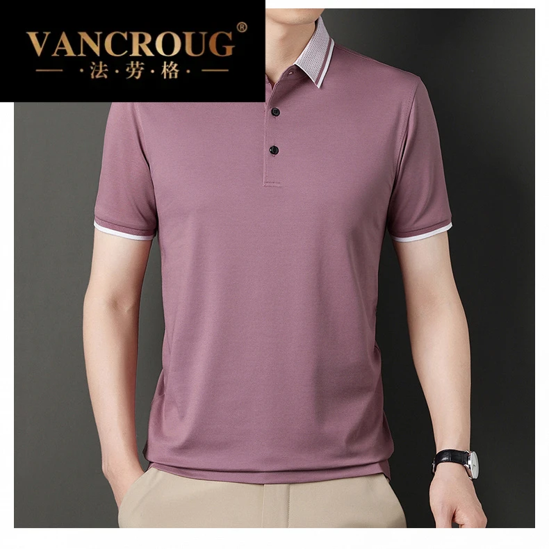法劳格短袖T恤半袖男2025爆款时尚商务休闲纯色翻领POLO衫上衣
