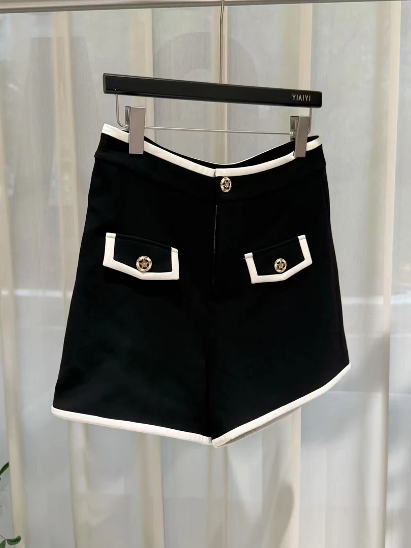 常规夏季短裤高腰亚麻立褶短裤女士休闲欧若动感风