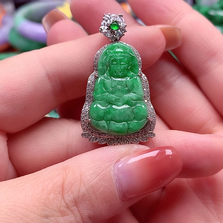 翡翠银S925镶嵌颈饰翡翠