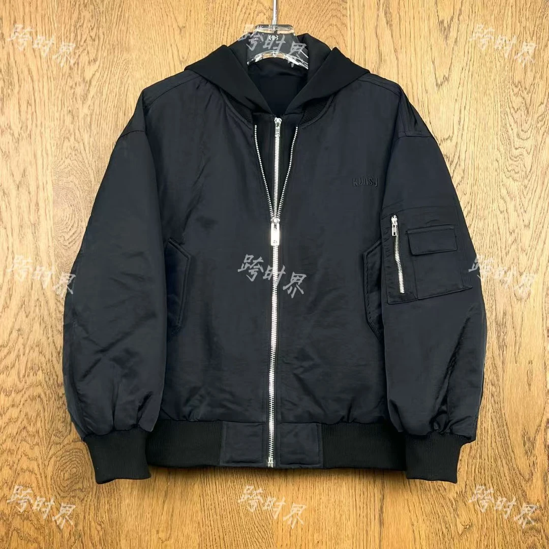 加厚两件套飞行夹克个性棉服极简风宽松男女冬季时尚连帽款A4390#