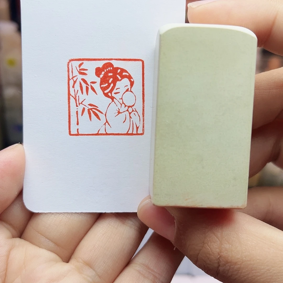 寿山石印石2.5半遮面女生 手工篆刻