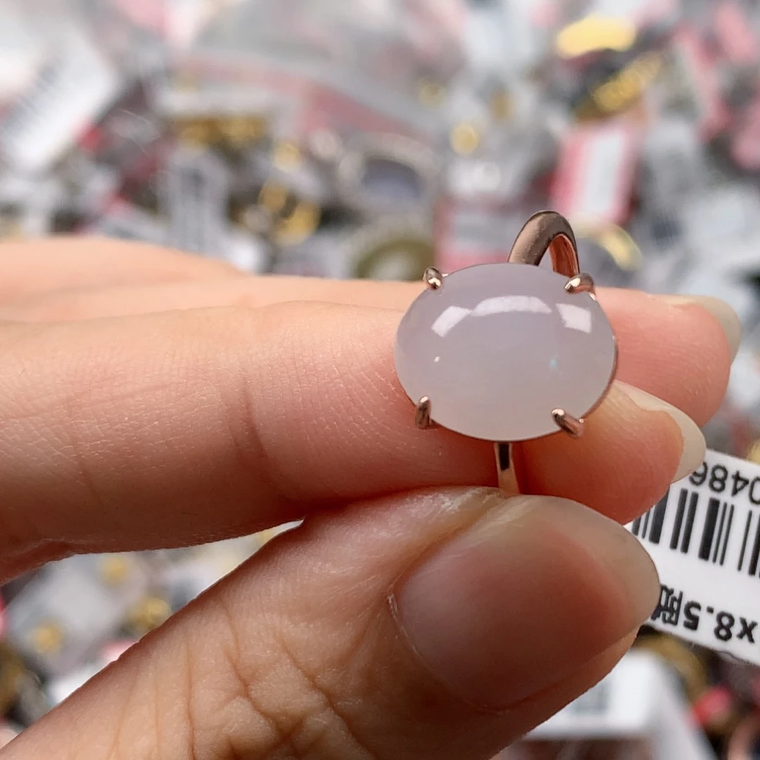 翡翠戒指银S925镶嵌天然翡翠戒指