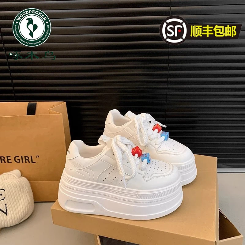 啄木鸟8公分增高厚底小白鞋新款时尚百搭休闲网红韩版软底ins女鞋