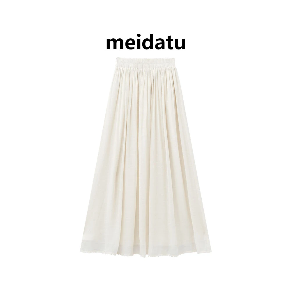 美哒兔(白絮梦旅)夏季气质褶皱流光半身裙(小个子版)CD790-J