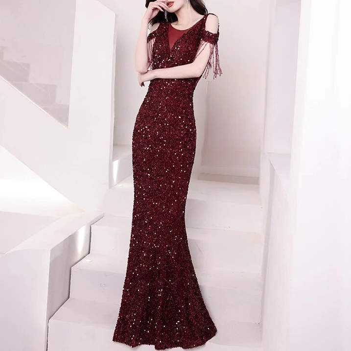 晚礼服女2025新款高级大牌连衣裙宴会奢华高端亮片新娘结婚敬酒服