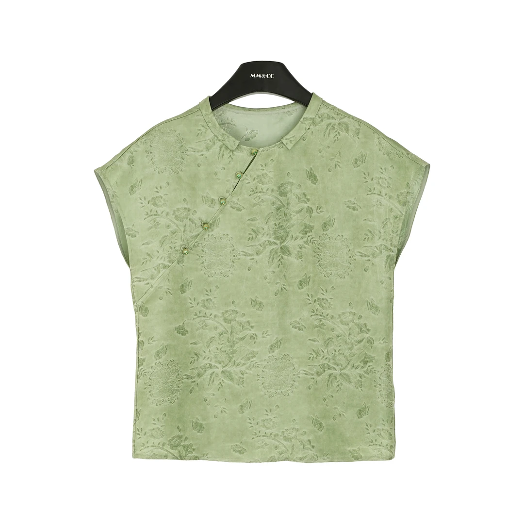 新中式国风桑蚕丝重工提花盘扣上衣MCFSY0206