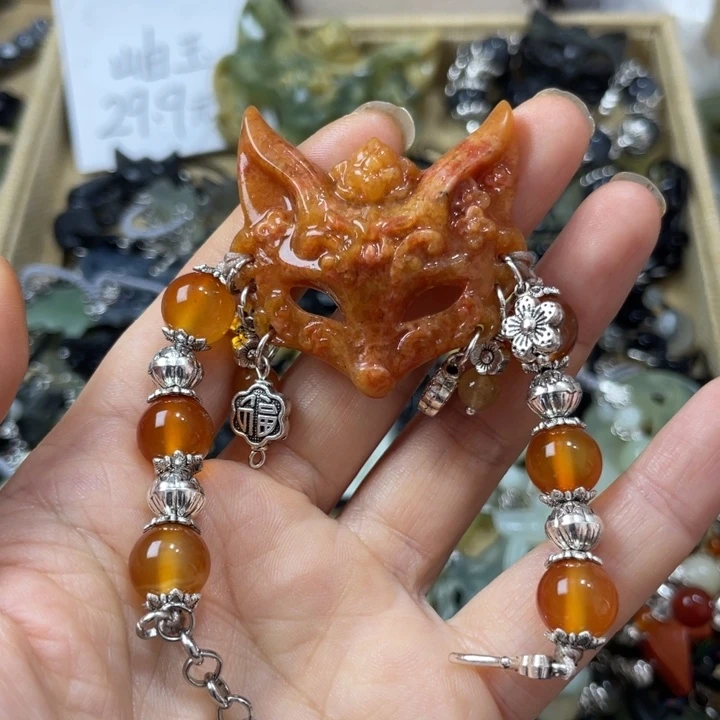 蛇纹石玉合金颈饰