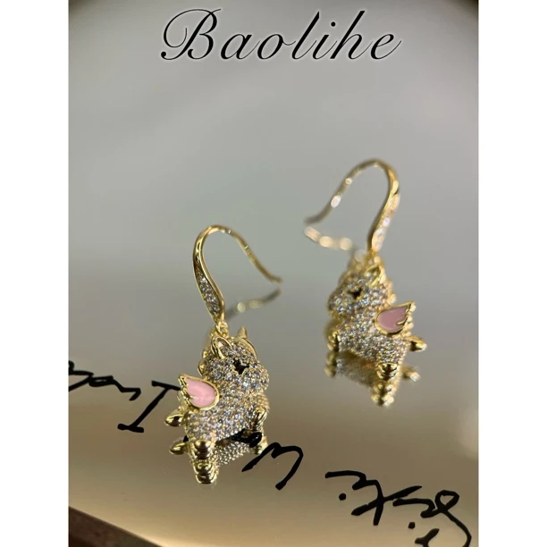 镀K金 银针 独角兽 韩版轻奢耳钉E4486