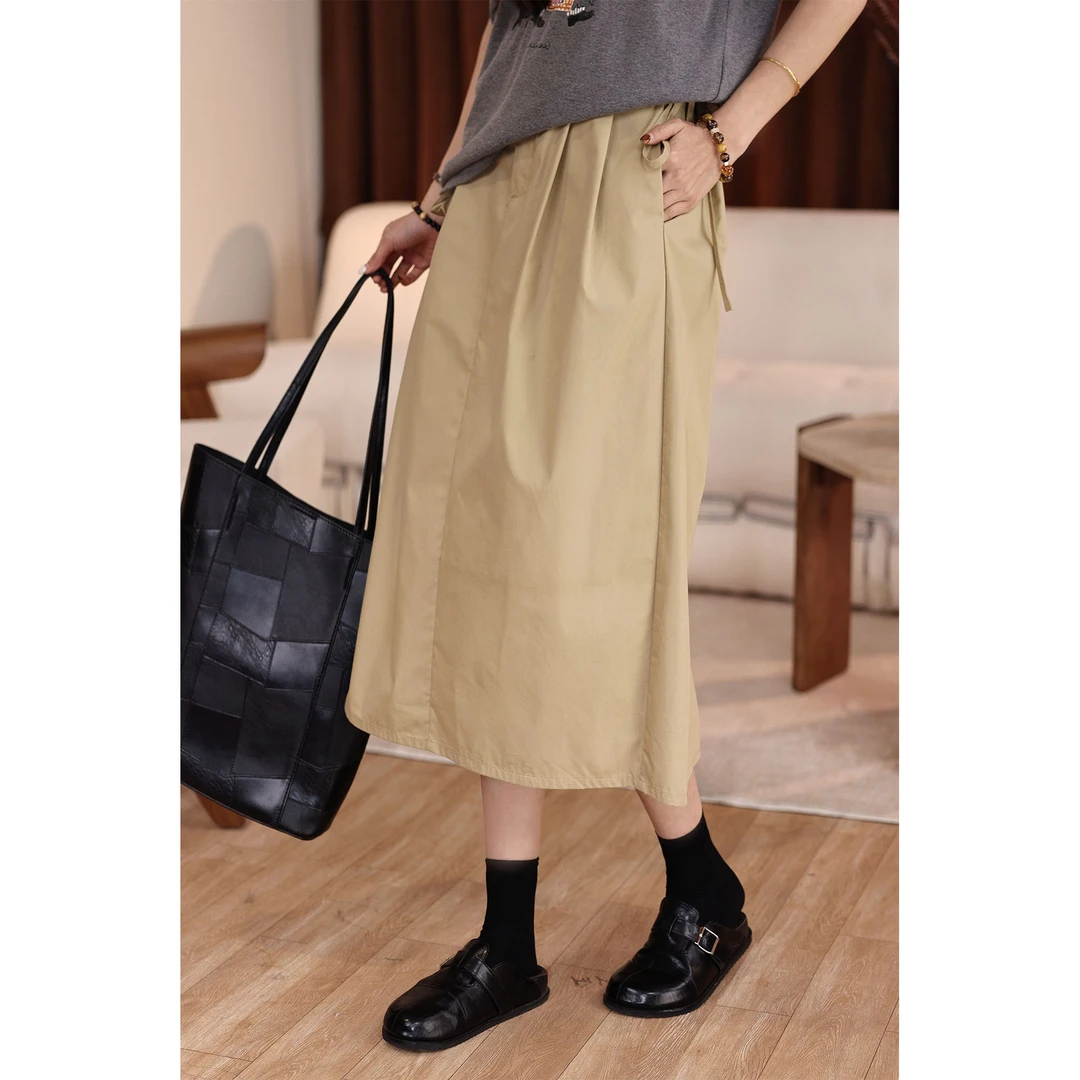 陈佳洁【山房】纯色腰包气质休闲长款女高腰百搭半身裙JP0325128