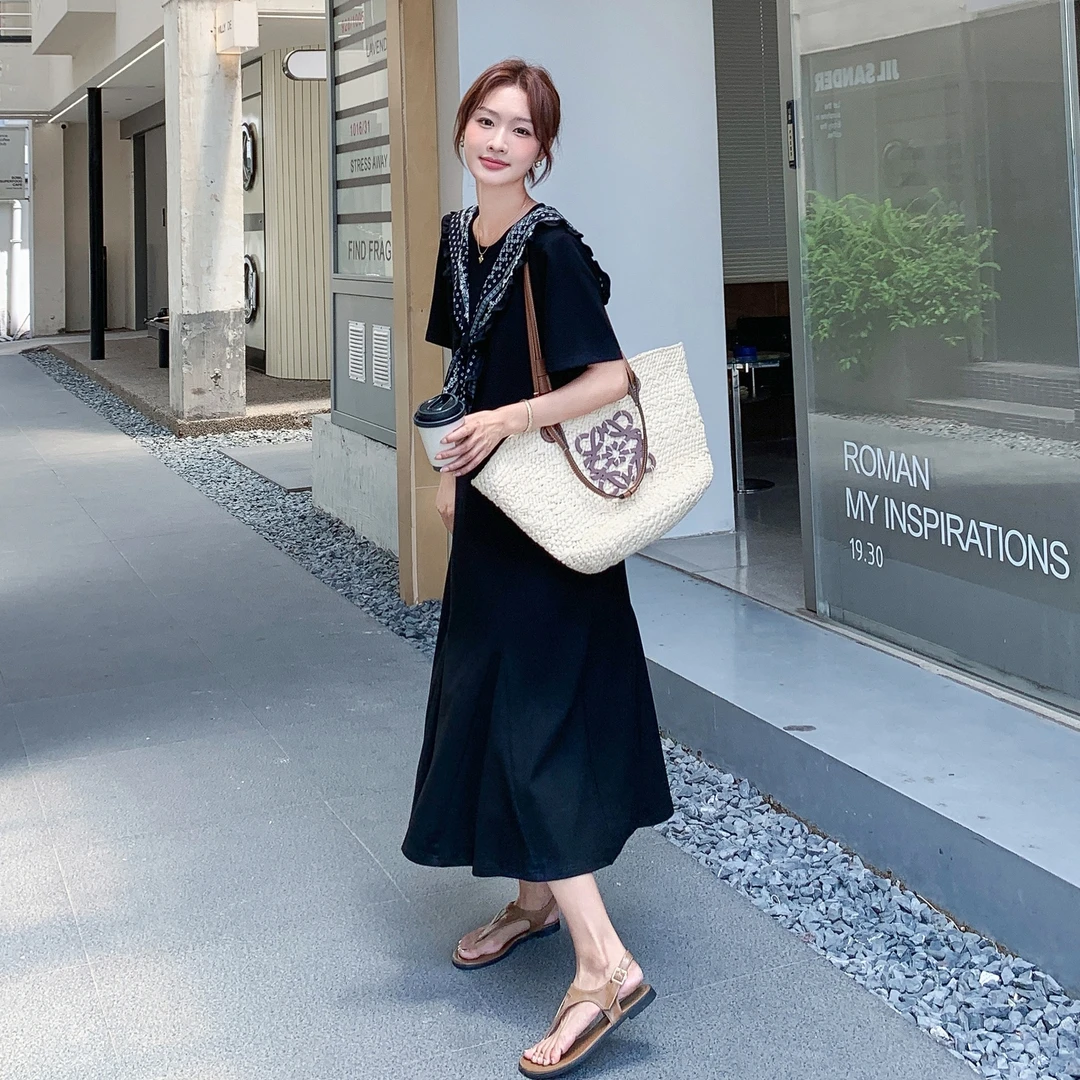 新款连衣裙法式拼接夏款后妈裙新款爆款百搭老钱风女装显瘦裙子