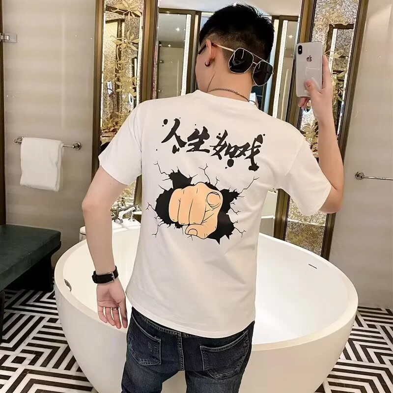 欧美复古重磅260克双沙精梳棉宽松港风韩版短袖T恤控482025年潮流
