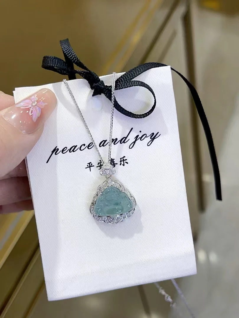 非金属合成锆石项链 弥勒佛项链锁骨链女款手工高端项链搭配坠子
