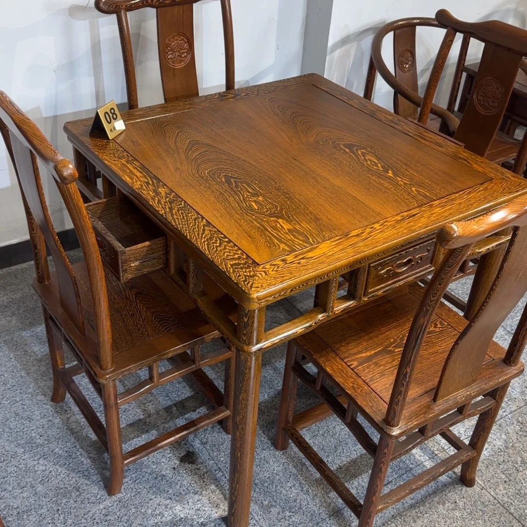 鸡翅木类成套家具90✖️90高78一桌四椅
