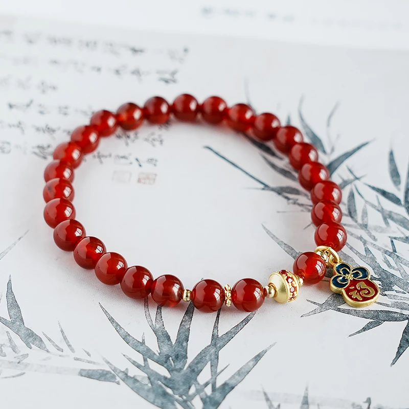 原创设计款红玛瑙福牌手链-Y0620