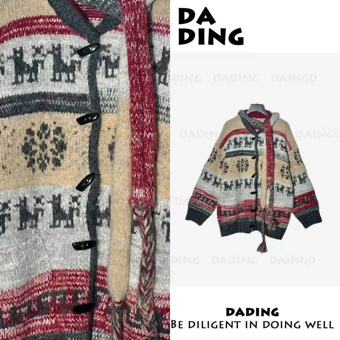DADING 冬季新款小狗狗撞色氛围感减龄毛衣外套井2692
