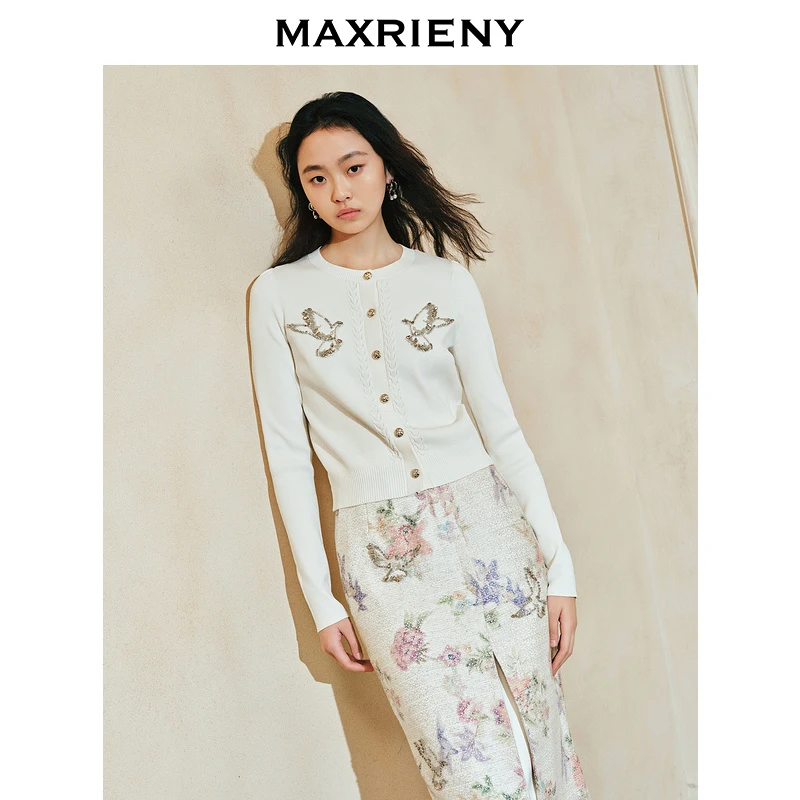 【蜜思仝】MAXRIENY精致休闲钉珠刺绣外套24春季新