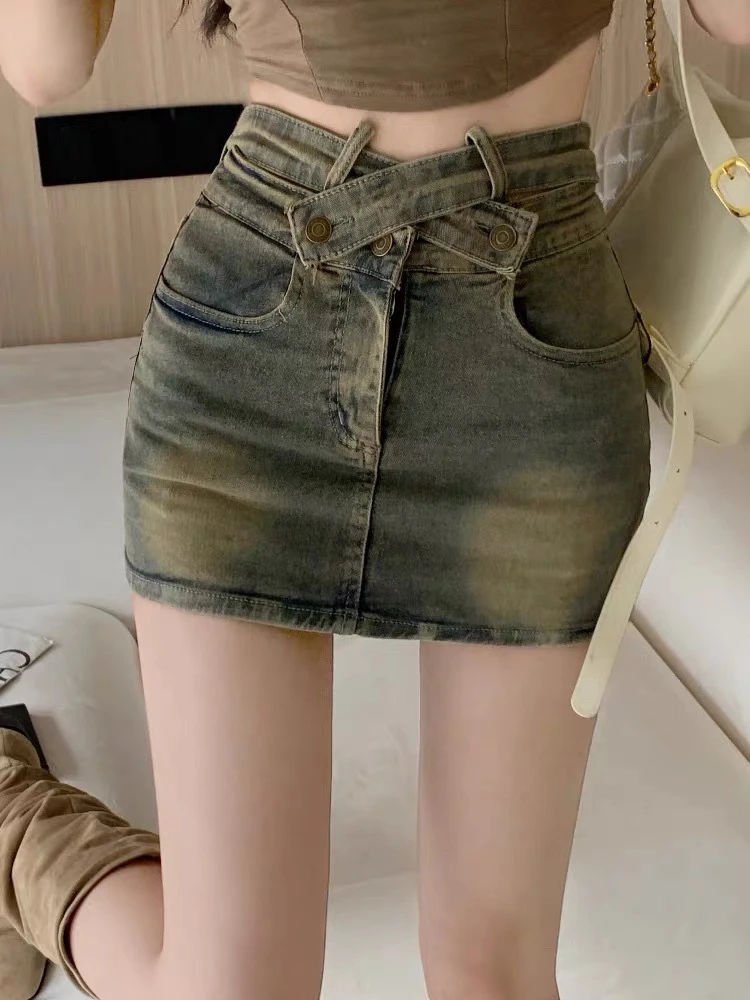 （平）2025新款女复古辣妹时尚百搭牛仔半身裙A字裙 默认微瑕