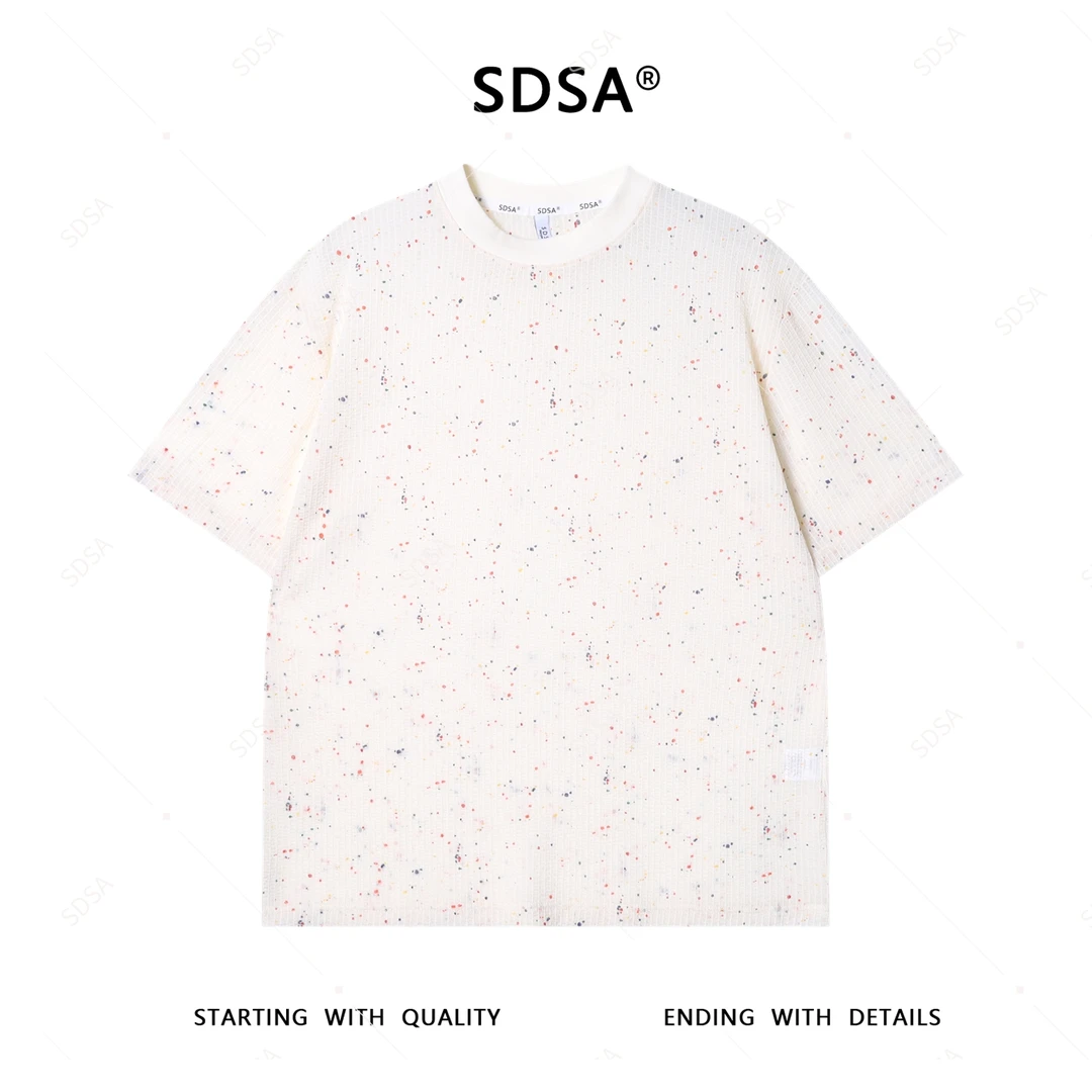 夏季高级感新款男士美式条纹泼墨短袖T恤百搭时尚简约圆领上衣