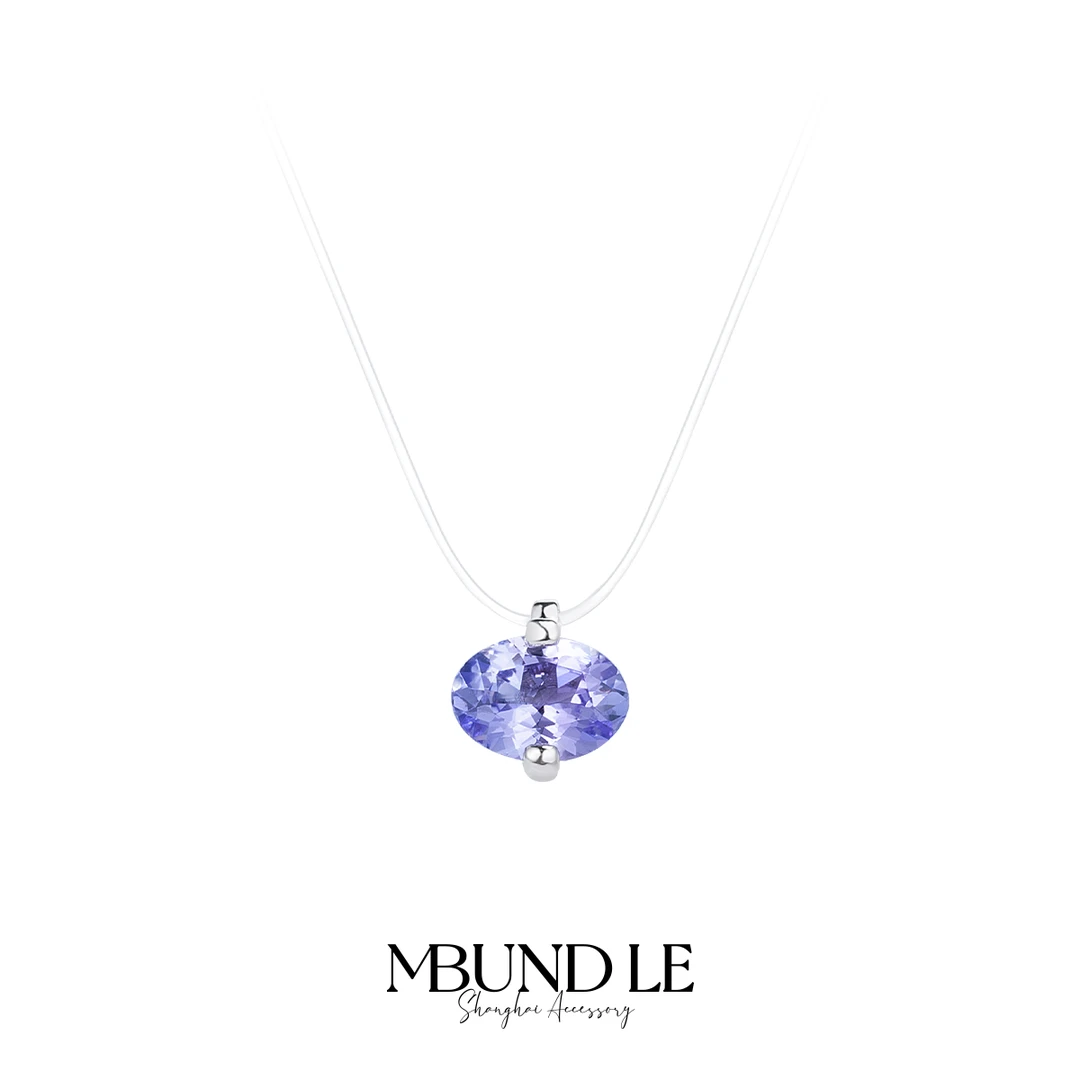 摩邦珠宝 铜合金项链 一滴海蓝色某石悬浮项链女款官方专属