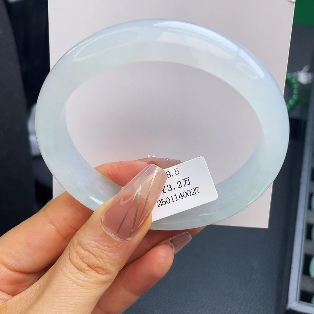 翡翠未镶嵌手镯58.5圈冰粉紫手镯