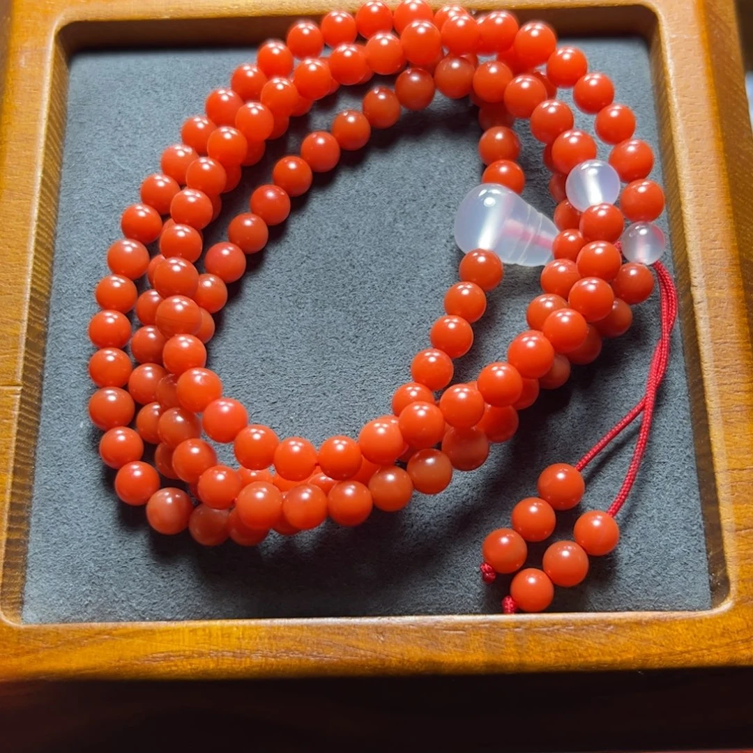 卡***森南红玛瑙未镶嵌柿子红多圈5+mm