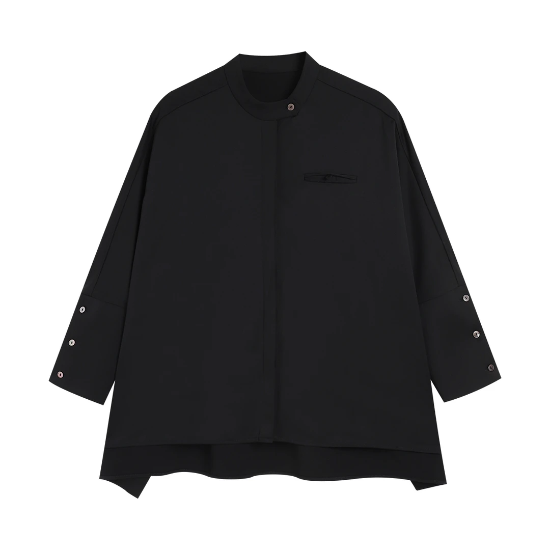 MAUDI赫本秋季薄款设计款宽松长袖蝙蝠袖上衣女慵懒风高级感8009