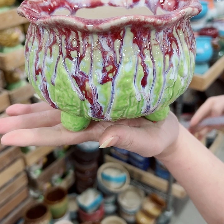 有孔.凑满10元发货多肉陶瓷花盆！