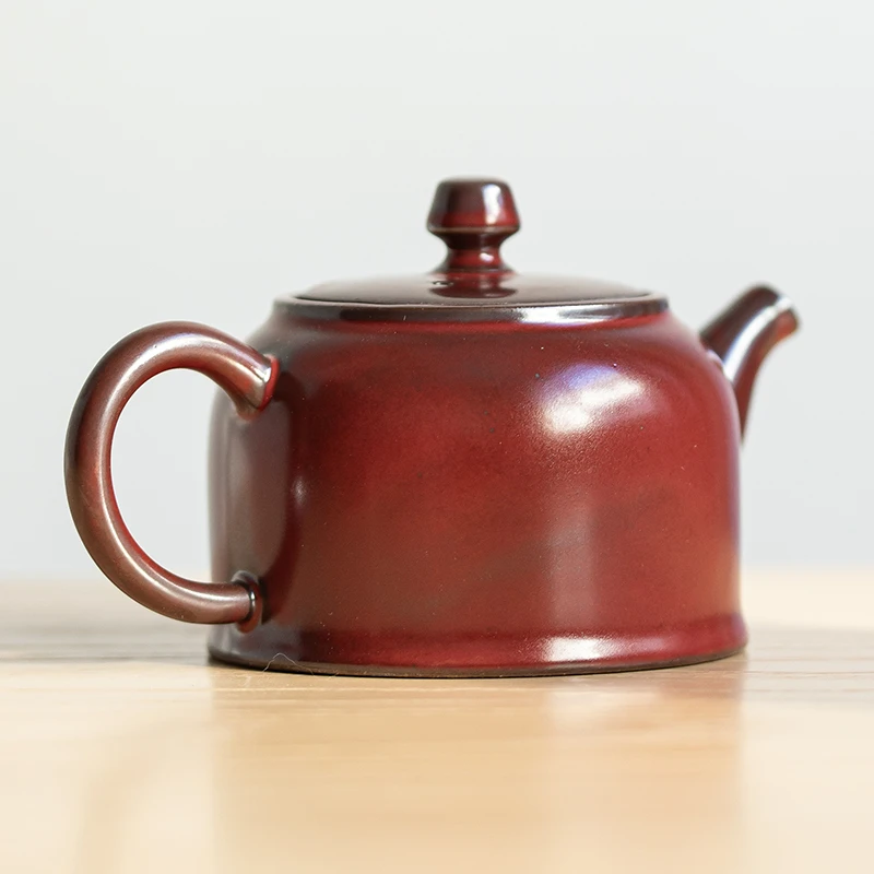 文良甄品水平壶汝窑茶壶家用陶瓷小容量一人用功夫喝茶泡茶壶单壶