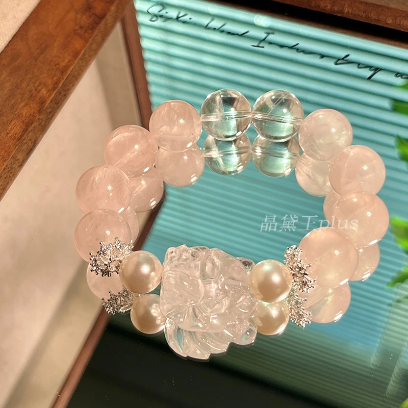 【理想男友】14m粉水晶+白水晶+凤九手串原创设计天然水晶Y47