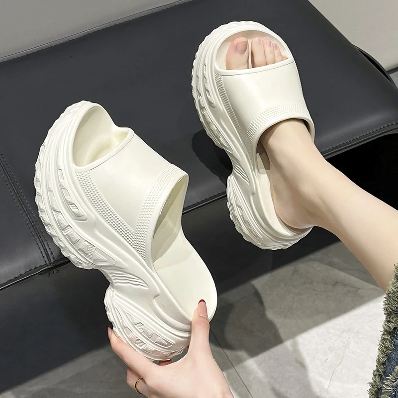 夏季外穿凉拖鞋室外穿户外女矮子乐8CM增高厚底拖鞋女防滑不臭脚