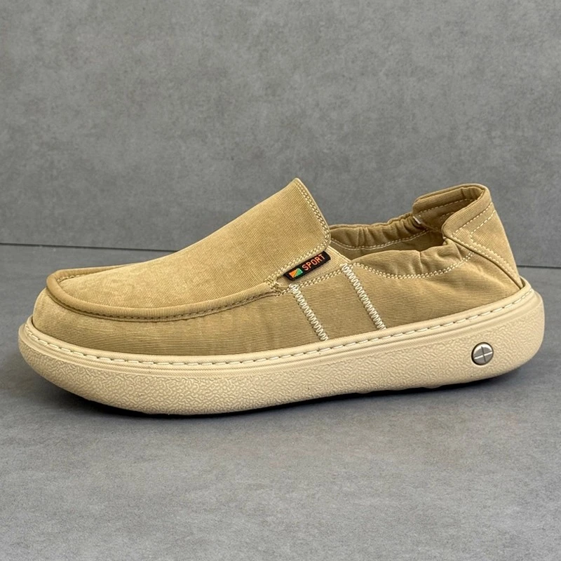 布鞋薄款男鞋子2025夏季透气一脚蹬懒人鞋软底帆布鞋休闲潮鞋单鞋