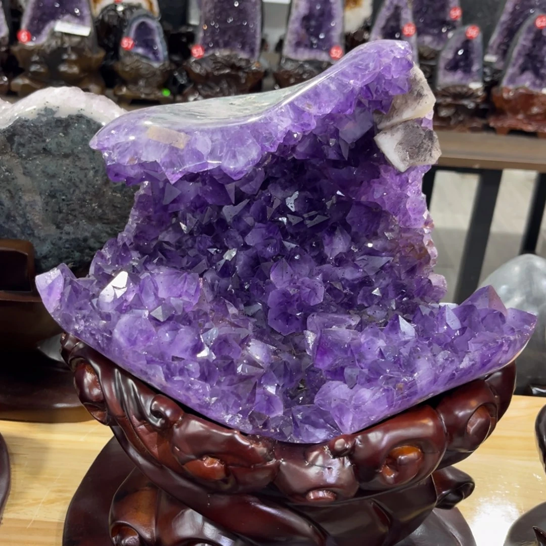 紫晶未镶嵌摆件水晶