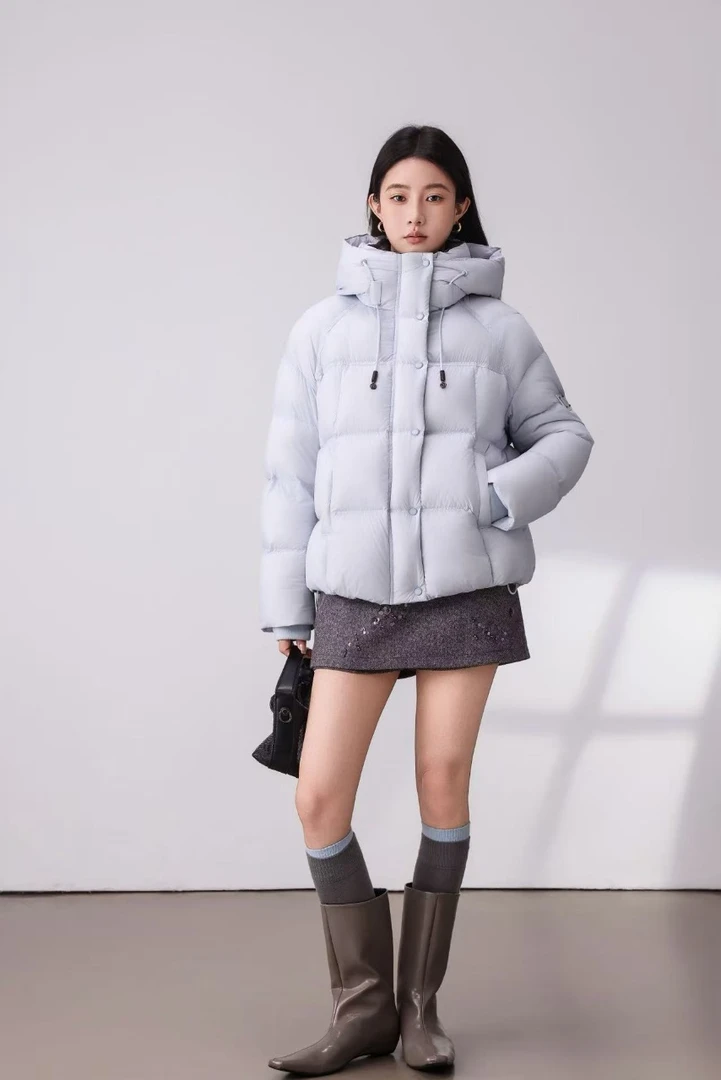 插肩袖短款拉链欧美风保暖宽松短款羽绒服