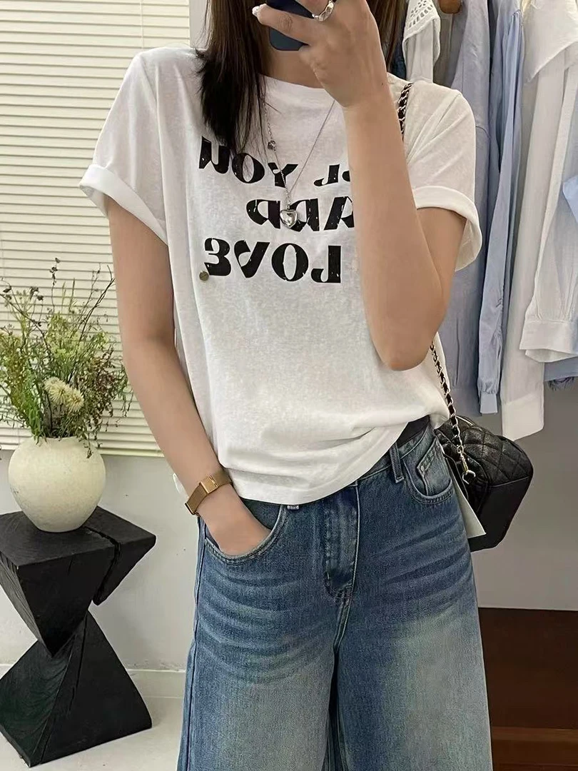 7305小铁片字母ALL短袖