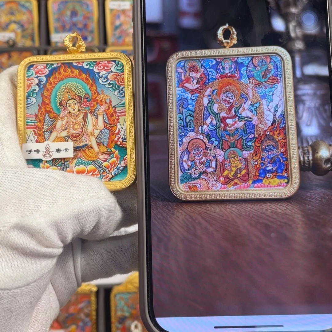 吊坠云*小九热贡唐卡如意轮+定制白六五路