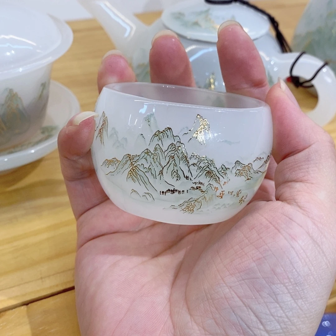 千里江山琉璃客杯